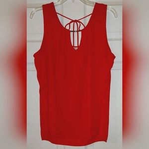 Tovia Red dressy tank top with gold metal keyhole , size XL fits like a large